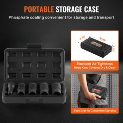 VEVOR Lug Nut Impact Socket Set, 1/2 inch Drive Metric and SAE 6-Point Flip Socket Set, 4 Total Lug Nut Sizes, CR-MO Steel Wheel Socket Set with Storage Case and Extension Bar, for Auto Repair