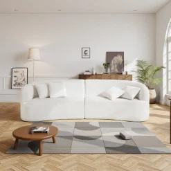 VEVOR Luxury Modern Cloud Plush Sectional Sofa, 112" Curved Modular Couch with 4 Pillows - Oversized Deep Seat Corduroy Fabric for Living Room, Apartment, Office, No Assembly Needed, White