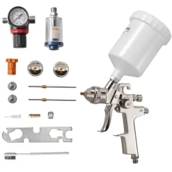 VEVOR LVLP Air Spray Gun, Gravity Feed Paint Sprayer Gun with 3 Nozzles (1.3/1.4/1.7mm), 600ml Capacity Automotive Paint Sprayer with Air Regulator for Furniture, Car Painting, Home Improvement