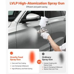 VEVOR LVLP Air Spray Gun, Gravity Feed Paint Sprayer Gun with 3 Nozzles (1.3/1.4/1.7mm), 600ml Capacity Automotive Paint Sprayer with Air Regulator for Furniture, Car Painting, Home Improvement