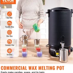 VEVOR 10 L Wax Melter for Candle Making, Extra Large Electric Wax Melting Pot, with Easy Pour Spout and 9-level Temp Control, Easy Clean for Candle Soap Cream Beauty Bulk Production Business or Home