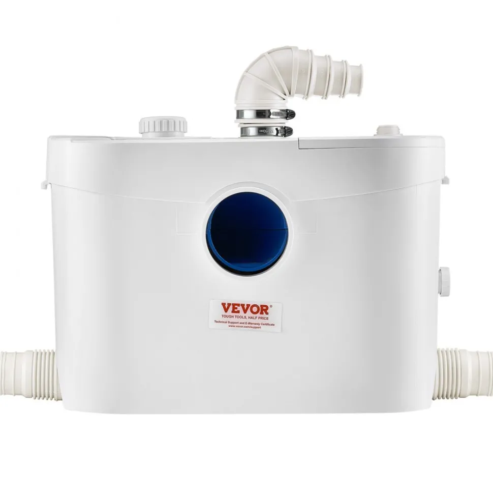 VEVOR Macerator Pump, 900W, 48 GPM Flow, 40 ft/12 m Head, Macerator Sewerage Toilet Pump with 4 Water Inlets, Waste Water Disposal Upflush Machine for Toilet, Basement, Shower, Sink, Laundry, Bathtub