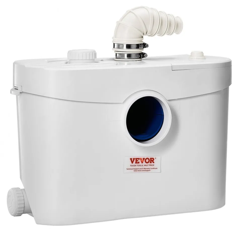 VEVOR Macerator Pump, 900W, 48 GPM Flow, 40 ft/12 m Head, Macerator Sewerage Toilet Pump with 4 Water Inlets, Waste Water Disposal Upflush Machine for Toilet, Basement, Shower, Sink, Laundry, Bathtub