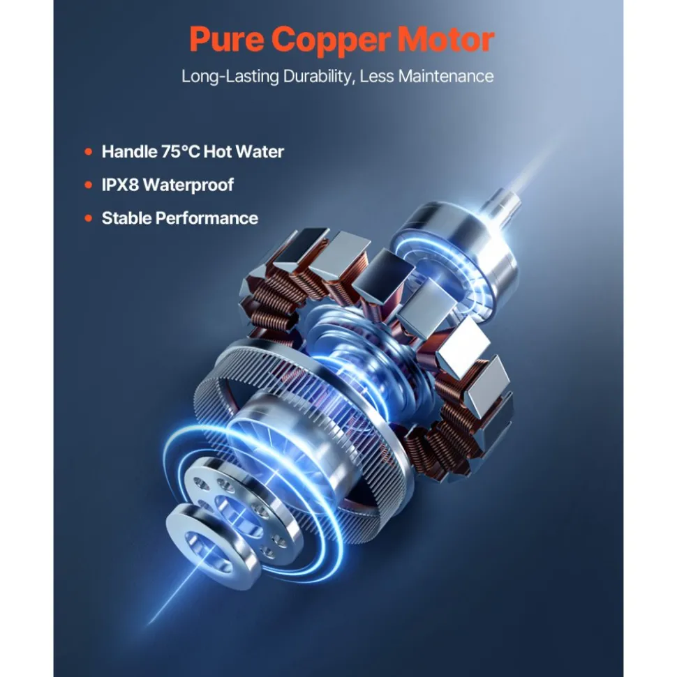 VEVOR Macerator Pump, 500W, 29 GPM Flow, 26 ft/8 m Head, Macerator Sewerage Toilet Pump with 4 Water Inlets, Waste Water Disposal Upflush Machine for Toilet, Basement, Shower, Sink, Laundry, Bathtub
