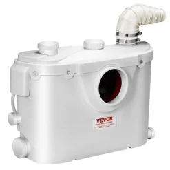 VEVOR Macerator Pump, 500W, 29 GPM Flow, 26 ft/8 m Head, Macerator Sewerage Toilet Pump with 4 Water Inlets, Waste Water Disposal Upflush Machine for Toilet, Basement, Shower, Sink, Laundry, Bathtub