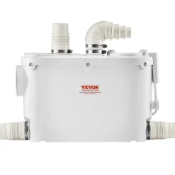VEVOR Macerator Pump, 500W, 29 GPM Flow, 26 ft/8 m Head, Macerator Wall-Hung Toilet Pump with 4 Water Inlets, Waste Water Disposal Upflush Machine for Toilet, Basement, Shower, Sink, Laundry, Bathtub