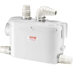 VEVOR Macerator Pump, 500W, 29 GPM Flow, 26 ft/8 m Head, Macerator Wall-Hung Toilet Pump with 4 Water Inlets, Waste Water Disposal Upflush Machine for Toilet, Basement, Shower, Sink, Laundry, Bathtub