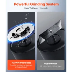 VEVOR Macerator Pump, 1200W, 48 GPM Flow, 33 ft/10 m Head, Macerator Sewerage Toilet Pump with 4 Water Inlets, Waste Water Disposal Upflush Machine for Toilet, Basement, Shower, Sink, Laundry, Bathtub