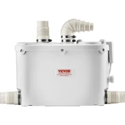 VEVOR Macerator Pump, 500W, 29 GPM Flow, 26 ft/8 m Head, Macerator Sewerage Toilet Pump with 4 Water Inlets, Waste Water Disposal Upflush Machine for Kitchen, Basement, Shower, Sink, Laundry, Bathtub