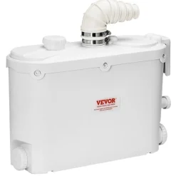 VEVOR Macerator Pump, 500W, 29 GPM Flow, 26 ft/8 m Head, Macerator Sewerage Toilet Pump with 4 Water Inlets, Waste Water Disposal Upflush Machine for Kitchen, Basement, Shower, Sink, Laundry, Bathtub