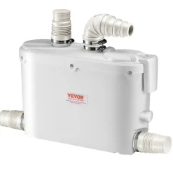VEVOR Macerator Pump, 500W, 29 GPM Flow, 26 ft/8 m Head, Macerator Sewerage Toilet Pump with 4 Water Inlets, Waste Water Disposal Upflush Machine for Kitchen, Basement, Shower, Sink, Laundry, Bathtub