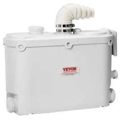 VEVOR Macerator Pump, 500W, 29 GPM Flow, 26 ft/8 m Head, Macerator Sewerage Toilet Pump with 4 Water Inlets, Waste Water Disposal Upflush Machine for Kitchen, Basement, Shower, Sink, Laundry, Bathtub