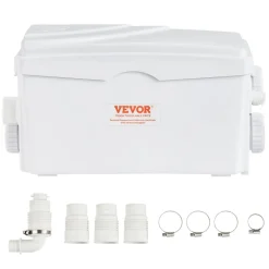 VEVOR Macerator Pump, 350W, 6000 L/h Flow, 23 ft/7 m Head, Macerator Sewerage Sump Pump with 3 Water Inlets for Basement, Kitchen, Sink, Shower, Bathtub, Laundry Waste Water Disposal Upflush Machine