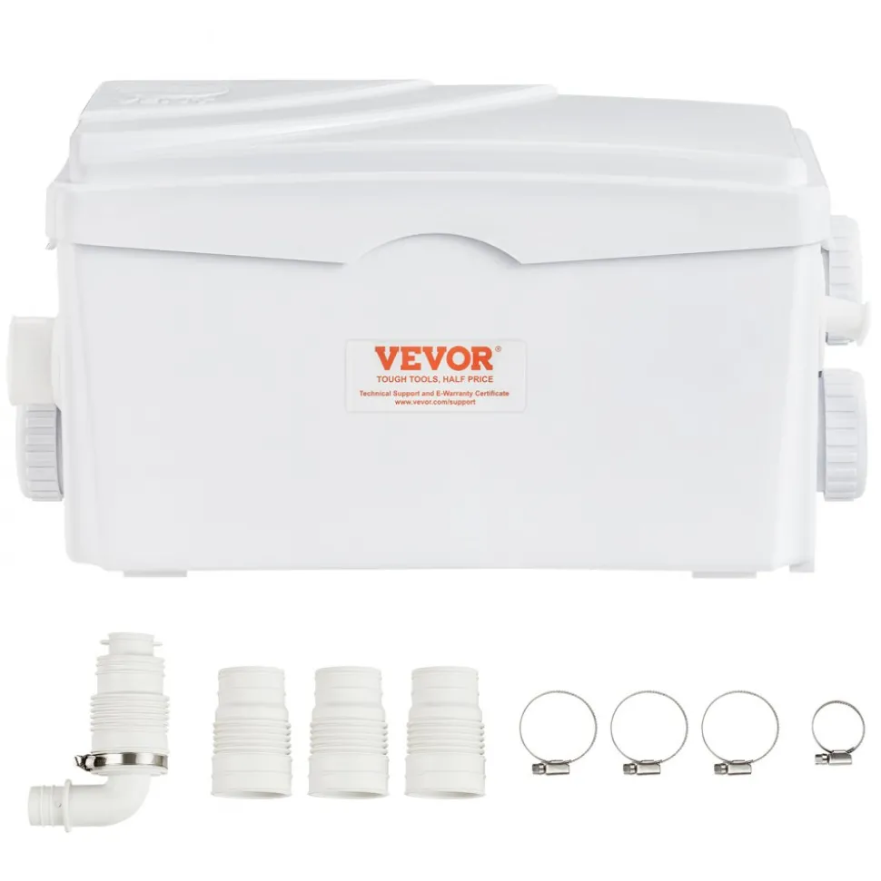 VEVOR Macerator Pump, 350W, 6000 L/h Flow, 23 ft/7 m Head, Macerator Sewerage Sump Pump with 3 Water Inlets for Basement, Kitchen, Sink, Shower, Bathtub, Laundry Waste Water Disposal Upflush Machine