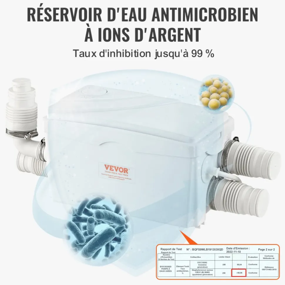 VEVOR Macerator Pump, 350W, 6000 L/h Flow, 23 ft/7 m Head, Macerator Sewerage Sump Pump with 3 Water Inlets for Basement, Kitchen, Sink, Shower, Bathtub, Laundry Waste Water Disposal Upflush Machine