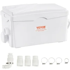 VEVOR Macerator Pump, 350W, 6000 L/h Flow, 23 ft/7 m Head, Macerator Sewerage Sump Pump with 3 Water Inlets for Basement, Kitchen, Sink, Shower, Bathtub, Laundry Waste Water Disposal Upflush Machine
