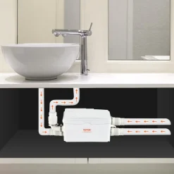 VEVOR Macerator Pump, 350W, 6000 L/h Flow, 23 ft/7 m Head, Macerator Sewerage Sump Pump with 3 Water Inlets for Basement, Kitchen, Sink, Shower, Bathtub, Laundry Waste Water Disposal Upflush Machine