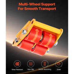 VEVOR Machinery Skate Dolly, 13,200 LBS/6T Industrial Machinery Mover, Heavy Duty Carbon Steel Machinery Moving Skate with 4 PU Wheels and 360° Rotation Non-Slip Cap for Warehouse, Workshop, Factory