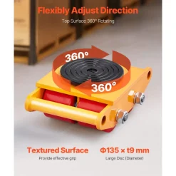 VEVOR Machinery Skate Dolly, 13,200 LBS/6T Industrial Machinery Mover, Heavy Duty Carbon Steel Machinery Moving Skate with 4 PU Wheels and 360° Rotation Non-Slip Cap for Warehouse, Workshop, Factory