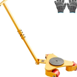VEVOR Machinery Skate Dolly, 6614 LBS/3T Industrial Machinery Mover with Handle, Carbon Steel Machinery Moving Skate with 3 360° Swivel PU Wheels, 360° Rotation Non-Slip Cap for Warehouse, Workshop