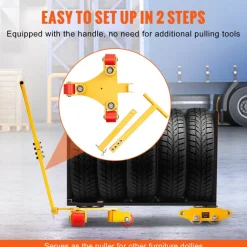 VEVOR Machinery Skate Dolly, 6614 LBS/3T Industrial Machinery Mover with Handle, Carbon Steel Machinery Moving Skate with 3 360° Swivel PU Wheels, 360° Rotation Non-Slip Cap for Warehouse, Workshop