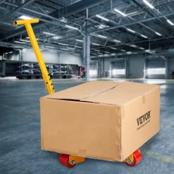 VEVOR Machinery Skate Dolly, 6614 LBS/3T Industrial Machinery Mover with Handle, Carbon Steel Machinery Moving Skate with 3 360° Swivel PU Wheels, 360° Rotation Non-Slip Cap for Warehouse, Workshop