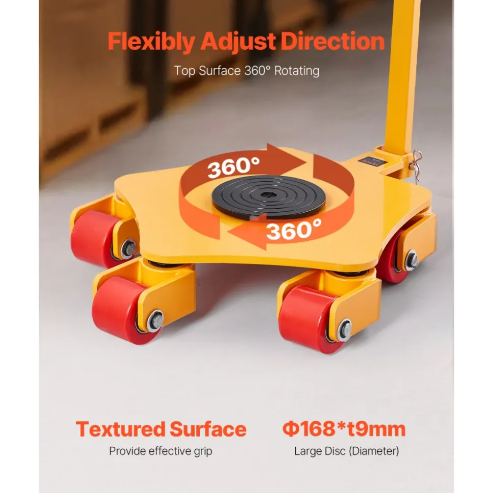 VEVOR Machine Skate, 8800 lbs Machinery Moving Skate, Machinery Mover Skate with 360° Rotation Cap and PU Swivel Rollers, Heavy Duty Industrial Machinery Mover with Handle for Warehouse, Workshop