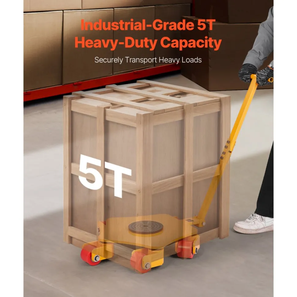 VEVOR Machine Skate, 8800 lbs Machinery Moving Skate, Machinery Mover Skate with 360° Rotation Cap and PU Swivel Rollers, Heavy Duty Industrial Machinery Mover with Handle for Warehouse, Workshop