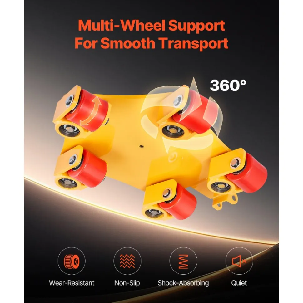 VEVOR Machine Skate, 8800 lbs Machinery Moving Skate, Machinery Mover Skate with 360° Rotation Cap and PU Swivel Rollers, Heavy Duty Industrial Machinery Mover with Handle for Warehouse, Workshop