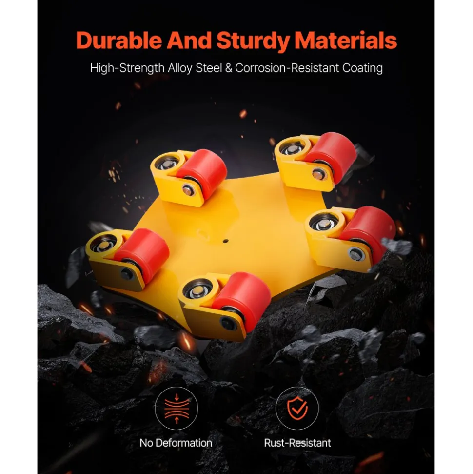 VEVOR Machine Skate, 8800 lbs Machinery Moving Skate, Machinery Mover Skate with 360° Rotation Cap and PU Swivel Rollers, Heavy Duty Industrial Machinery Mover with Handle for Warehouse, Workshop