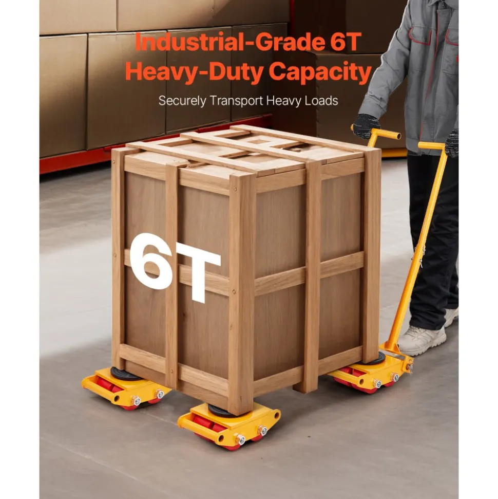 VEVOR Machine Skate, 6T Machinery Skate Dolly, 13228 lbs Machinery Moving Skate, Machinery Mover Skate with 360° Rotation Cap and PU Directional Rollers, Heavy Duty Industrial Moving Equipment, Yellow