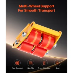 VEVOR Machine Skate, 6T Machinery Skate Dolly, 13228 lbs Machinery Moving Skate, Machinery Mover Skate with 360° Rotation Cap and PU Directional Rollers, Heavy Duty Industrial Moving Equipment, Yellow