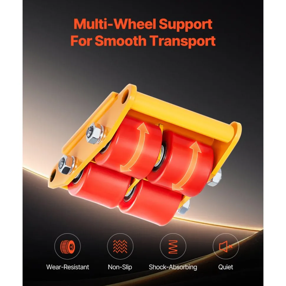 VEVOR Machine Skate, 6T Machinery Skate Dolly, 13228 lbs Machinery Moving Skate, Machinery Mover Skate with 360° Rotation Cap and PU Directional Rollers, Heavy Duty Industrial Moving Equipment, Yellow