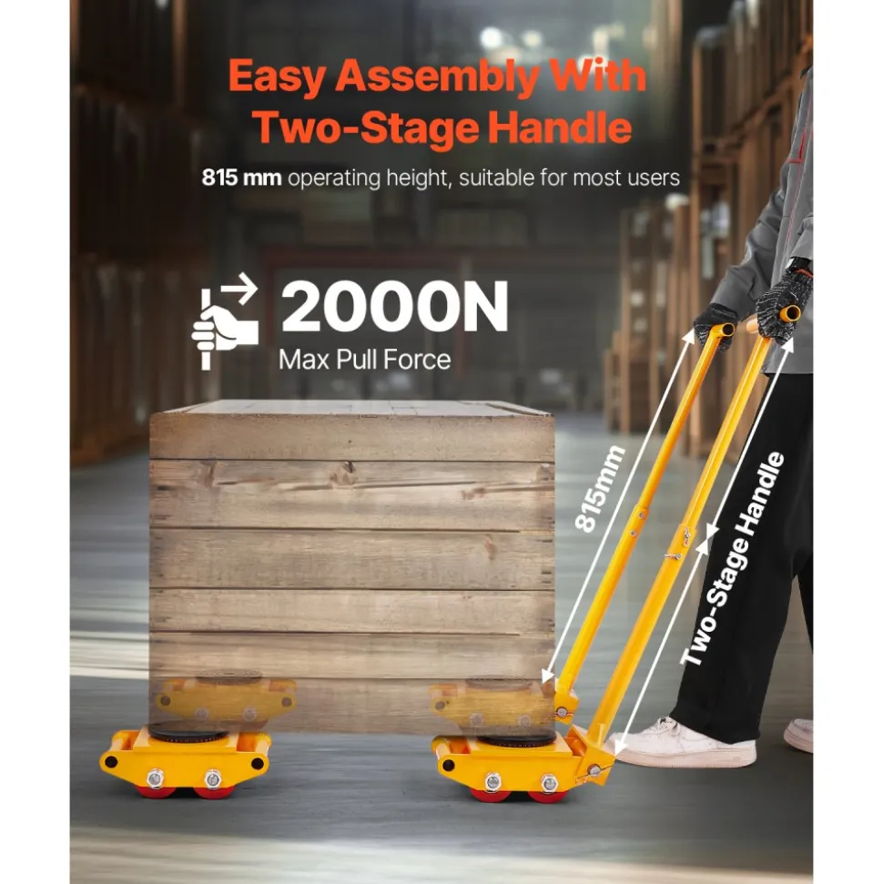 VEVOR Machine Skate, 6T Machinery Skate Dolly, 13228 lbs Machinery Moving Skate, Machinery Mover Skate with 360° Rotation Cap and PU Directional Rollers, Heavy Duty Industrial Moving Equipment, Yellow