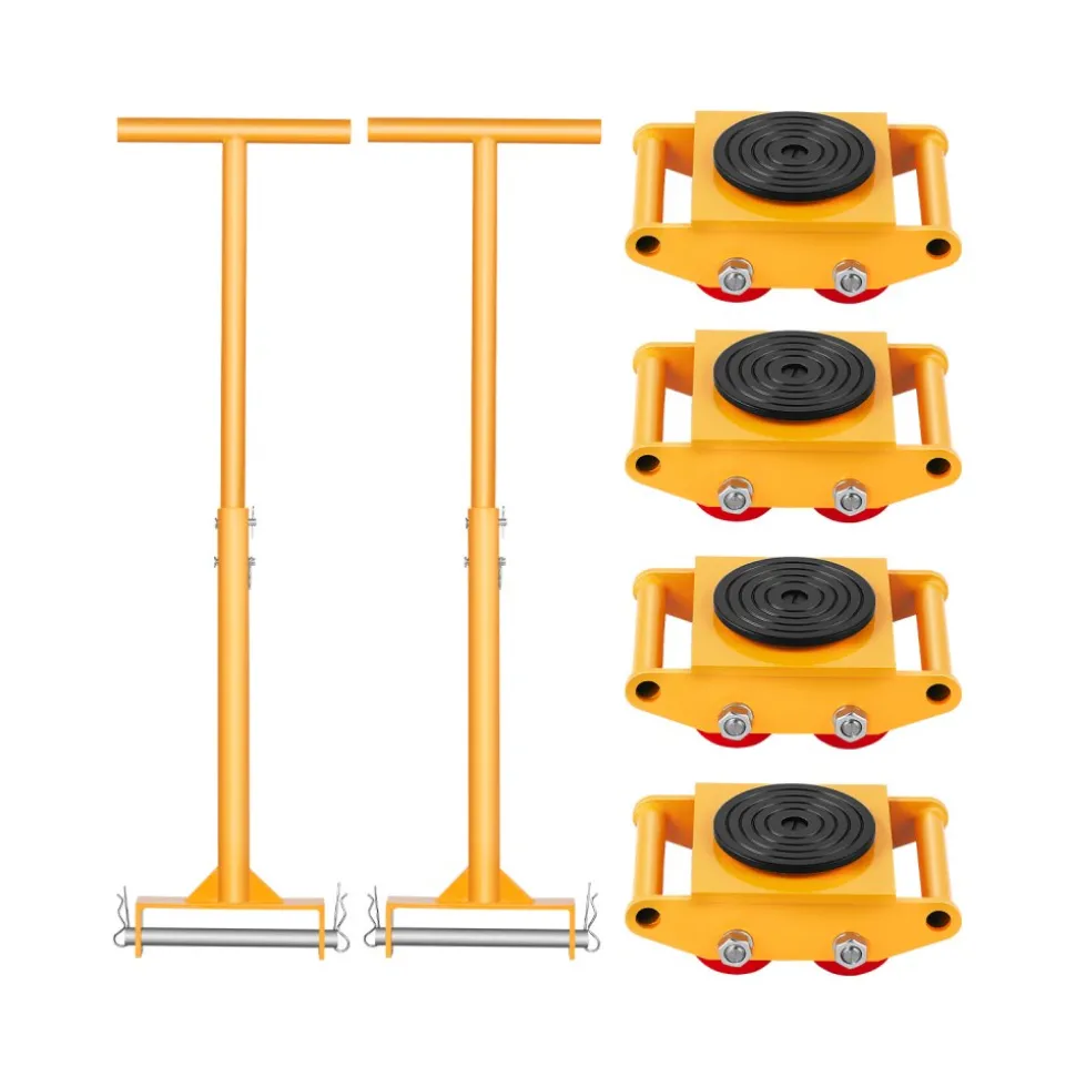 VEVOR Machine Skate, 6T Machinery Skate Dolly, 13228 lbs Machinery Moving Skate, Machinery Mover Skate with 360° Rotation Cap and PU Directional Rollers, Heavy Duty Industrial Moving Equipment, Yellow