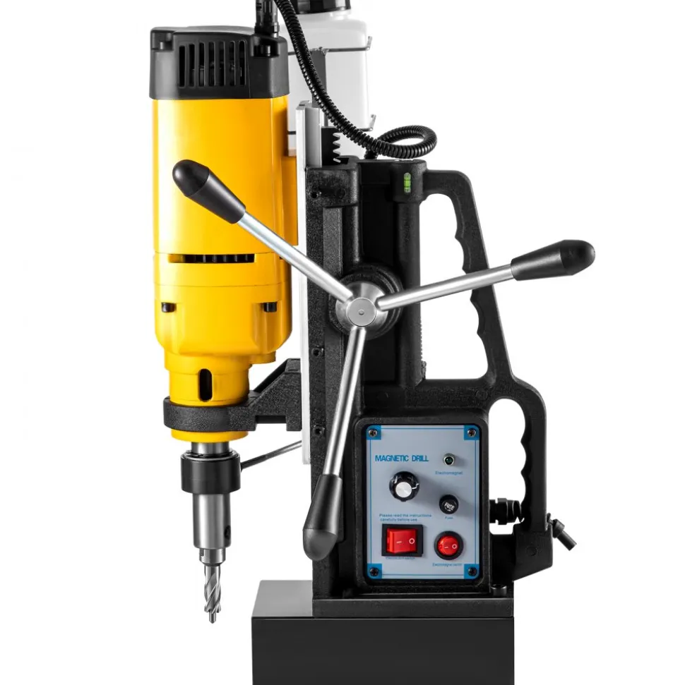 VEVOR Mag Drill, 0-300 RPM Stepless Speed Electromagnetic Drill Press, 2" Depth 2" Dia Magnetic Core Drill, 2922lbf Boring Tool Drill Press, 1680 Watts Drill Press, Yellow and Black Drill Machine