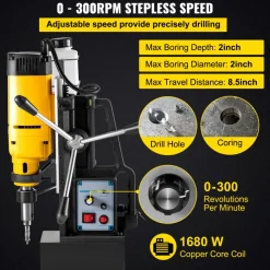 VEVOR Mag Drill, 0-300 RPM Stepless Speed Electromagnetic Drill Press, 2