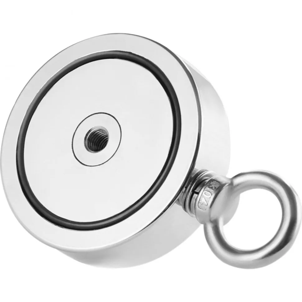 VEVOR Magnet Fishing Kit, 1000 LBS/454 Kg Double-Sided Pulling Force Strong Magnet Fishing Kit, Rare Earth Neodymium Magnetic Fishing Kit Includes Grappling Hook, Heavy Duty Rope, Gloves and Eyebolt