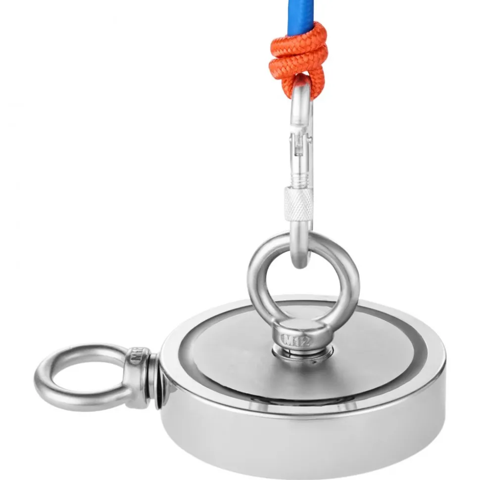 VEVOR Magnet Fishing Kit, 2000 LBS/907 Kg Double-Sided Pulling Force Strong Magnet Fishing Kit, Rare Earth Neodymium Magnetic Fishing Kit Includes Grappling Hook, Heavy Duty Rope, Gloves and Eyebolt