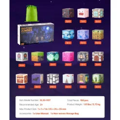 VEVOR Magnetic Blocks, 100 PCS Cemetery Zombies Set, Magnetic Building Cubes for Kids, STEM Montessori Sensory Toys for Christmas Birthday Gift, Construction Stacking Toy for 3+ Years Old Boys & Girls
