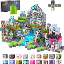 VEVOR Magnetic Blocks, 100 PCS Cemetery Zombies Set, Magnetic Building Cubes for Kids, STEM Montessori Sensory Toys for Christmas Birthday Gift, Construction Stacking Toy for 3+ Years Old Boys & Girls
