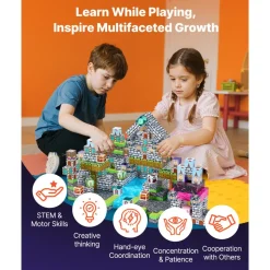 VEVOR Magnetic Blocks, 100 PCS Cemetery Zombies Set, Magnetic Building Cubes for Kids, STEM Montessori Sensory Toys for Christmas Birthday Gift, Construction Stacking Toy for 3+ Years Old Boys & Girls