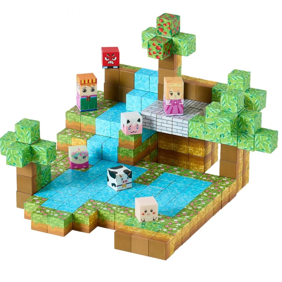 VEVOR Magnetic Blocks, 150 PCS Forest Castle Set, Magnetic Building Cubes for Kids, STEM Montessori Sensory Toys for Christmas Birthday Gift, Construction Stacking Toy for 3+ Years Old Boys & Girls