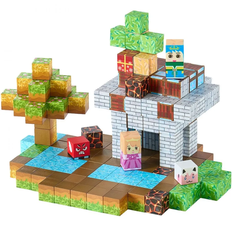VEVOR Magnetic Blocks, 150 PCS Forest Castle Set, Magnetic Building Cubes for Kids, STEM Montessori Sensory Toys for Christmas Birthday Gift, Construction Stacking Toy for 3+ Years Old Boys & Girls