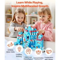 VEVOR Magnetic Blocks, 150 PCS Glacier Castle Set, Magnetic Building Cubes for Kids, STEM Montessori Sensory Toys for Christmas Birthday Gift, Construction Stacking Toy for 3+ Years Old Boys & Girls