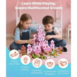 VEVOR Magnetic Blocks, 100 PCS Princess Castle Set, Magnetic Building Cubes for Kids, STEM Montessori Sensory Toys for Christmas Birthday Gift, Construction Stacking Toy for 3+ Years Old Boys & Girls