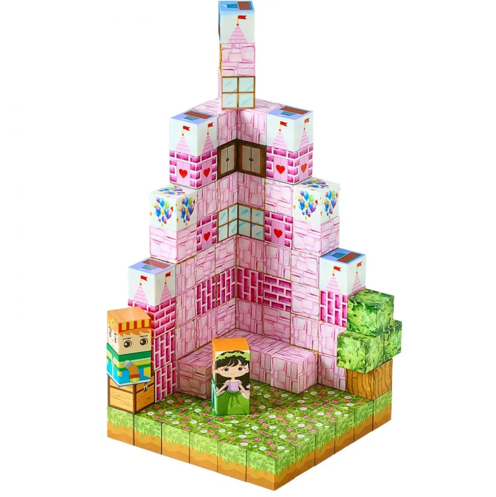 VEVOR Magnetic Blocks, 100 PCS Princess Castle Set, Magnetic Building Cubes for Kids, STEM Montessori Sensory Toys for Christmas Birthday Gift, Construction Stacking Toy for 3+ Years Old Boys & Girls