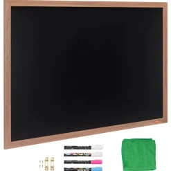 VEVOR Magnetic Chalk Board, Hanging Message Signs with Chalks, Vintage Chalkboard Sign, Rustic Brown Framed Calendar and Bulletin Combo Boards, 35"x46", Kitchen, Home Decor, Wedding