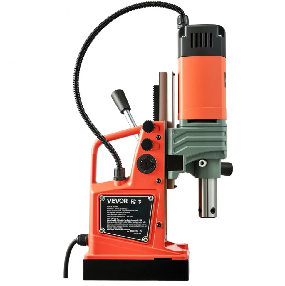 VEVOR Magnetic Drill Press, 1400 W, 2 in Boring Diameter, 2810 lbf Power Portable Mag Drill Press, 0–800 RPM Adjustable Speed, with Weldon Shank, for Metal Surface, Industrial and Home Improvement