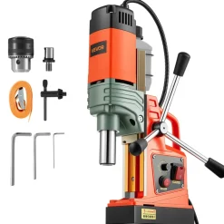 VEVOR Magnetic Drill Press, 1400 W, 2 in Boring Diameter, 2810 lbf Power Portable Mag Drill Press, 0–800 RPM Adjustable Speed, with Weldon Shank, for Metal Surface, Industrial and Home Improvement
